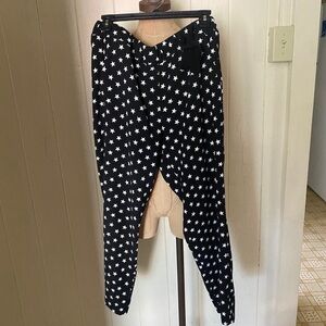 J CREW sz 6 Star Pants Black White Elastic Waist